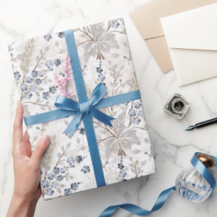 Papel De Presente Padrão Botânico Floral Boho Neutro Suave