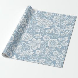 Papel De Presente Padrão Botânico Floral Branco