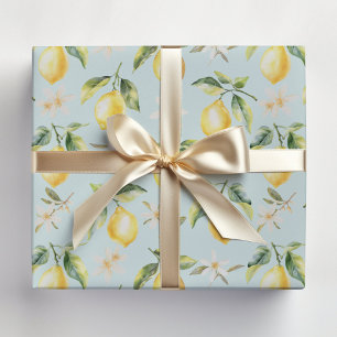Papel De Presente Padrão Botânico Floral de Fruta de Limão Cítrico