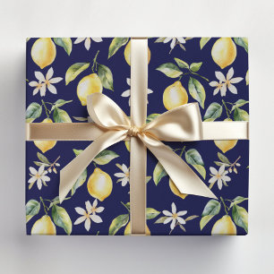 Papel De Presente Padrão Botânico Floral de Fruta de Limão Cítrico
