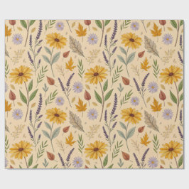 Papel De Presente Padrão Botânico Floral de Outono da Botica