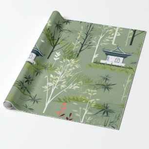 Papel De Presente Padrão Botânico Floresta de Bambu Zen (2)