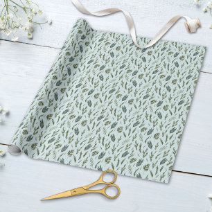 Papel De Presente Padrão Botânico Folhas Verdes