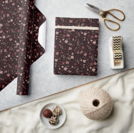 Papel De Presente Padrão botânico vermelho Elegante