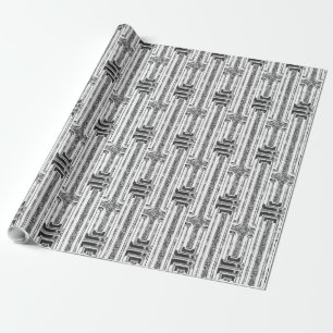 Papel De Presente Padrão Branco da Cinza de Faux Silver Chic