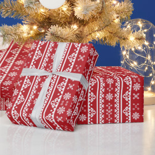 Papel De Presente Padrão branco-de-neve com flocos-de-neve do Natal