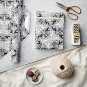 Papel De Presente Padrão brilhante de dane preto-e-branco