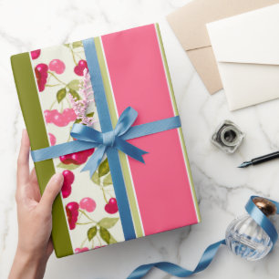 Papel De Presente Padrão brilhante de verão de faixas de cores múlti