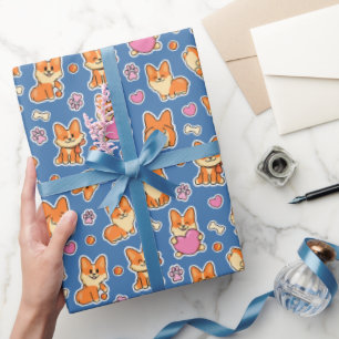 Papel De Presente Padrão Cachorro De Corgi De Bebê Bonito