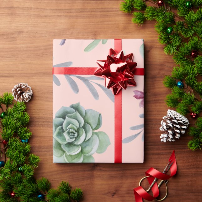 Papel De Presente Padrão Cactus 8 (Presente de Natal)