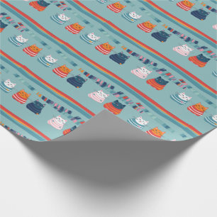 Papel De Presente Padrão caprichoso e fofo de gato