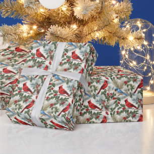 Papel De Presente Padrão cardeal de Natal festivo