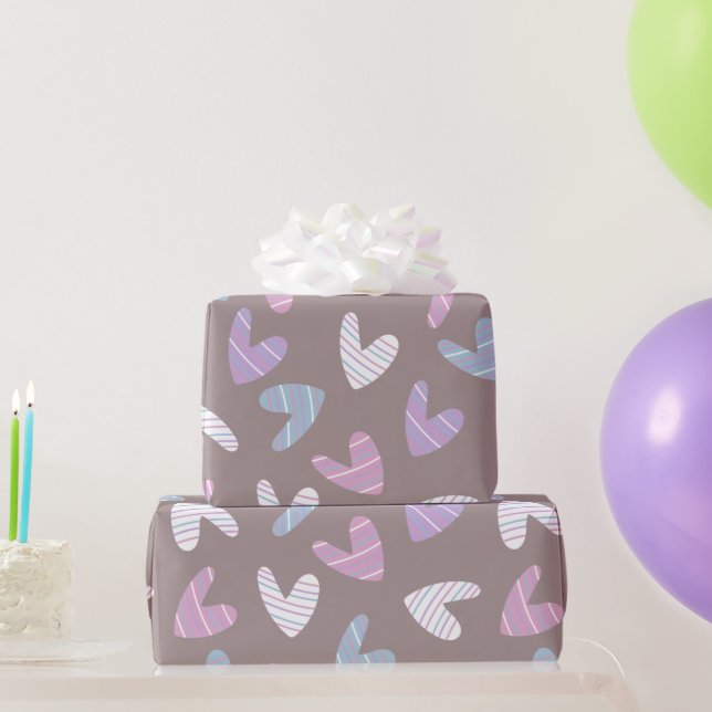 Papel De Presente padrão cardíaco fofo (Presentes para festas)