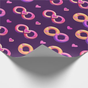 Papel De Presente Padrão cardíaco perfeito para o dia do namorados c