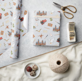 Papel De Presente Padrão Cartoon Hogwarts Harry Potter