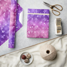 Papel De Presente Padrão Celestial com Gradiente de Roxo e Rosa e Br