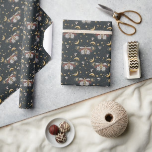 Papel De Presente Padrão Celestial da Cinza de Carvões Boho