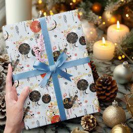 Papel De Presente Padrão Celestial de Natal Boho Chic Personalizado