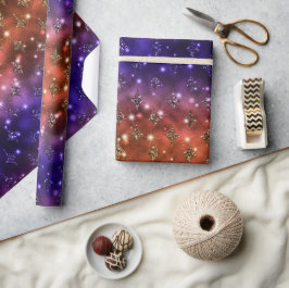 Papel De Presente Padrão Celestial do Ombre Roxo e Laranja