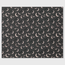 Papel De Presente Padrão Celestial Lua Rosa e Morcegos