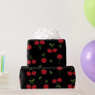 Papel De Presente Padrão Cereja Doce Vermelho Coquete