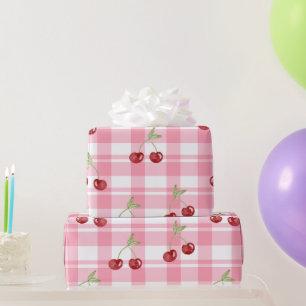 Papel De Presente Padrão Cereja Doce Vermelho Coquete