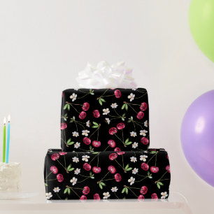 Papel De Presente Padrão Cereja Vermelha Doce