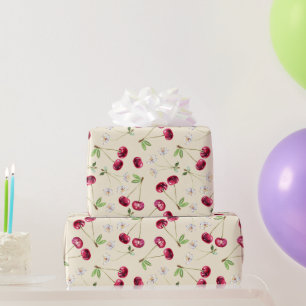 Papel De Presente Padrão Cereja Vermelha Doce