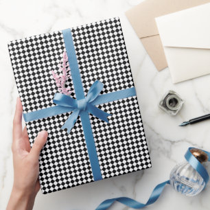 Papel De Presente Padrão Chevron Clássico Preto e Branco Ousado