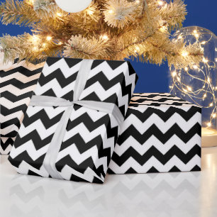 Papel De Presente Padrão Chevron Preto Branco Zigzag