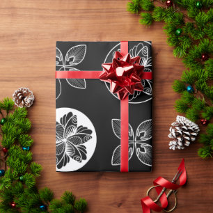 Papel De Presente Padrão Chic Branco Preto