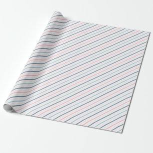 Papel De Presente Padrão Chic de Linhas, Pontos Azuis, Rosa Turquesa