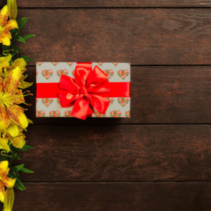 Papel De Presente Padrão cinza de coração colorido moderno