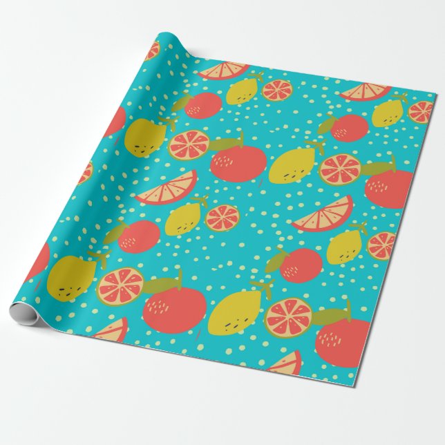 Papel De Presente padrão cítrico (Desenrolado)