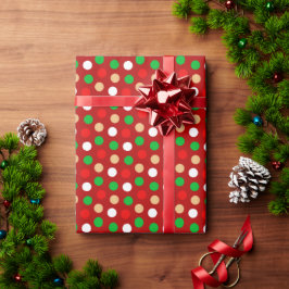 Papel De Presente Padrão clássico de Bolinhas de Natal