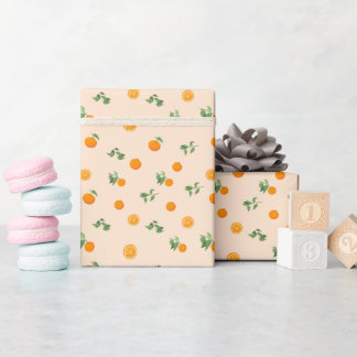 Papel De Presente Padrão clássico de citrino de fruta laranja