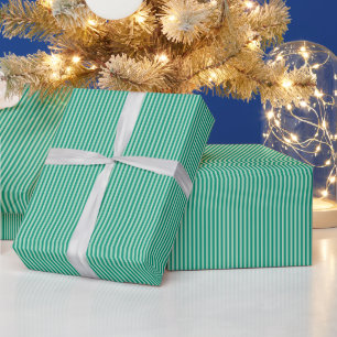 Papel De Presente Padrão Clássico de Natal com Listra Verde