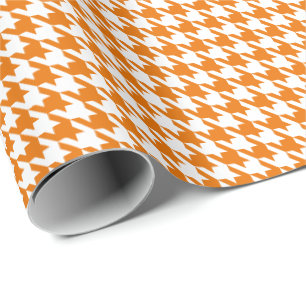 Papel De Presente Padrão Clássico de Xadrez Laranja e Branco