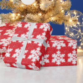 Papel De Presente Padrão clássico do floco de neve branco vermelho N