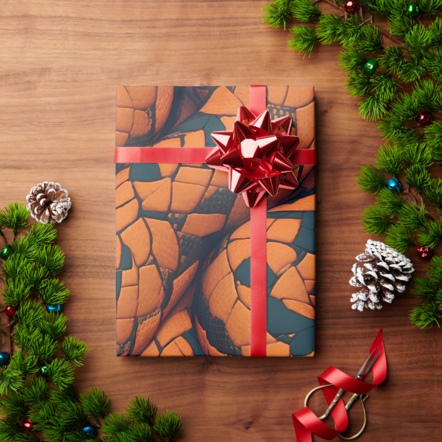 Papel De Presente Padrão Cobra Mosaico Aesculápico Colorido (Presente de Natal)