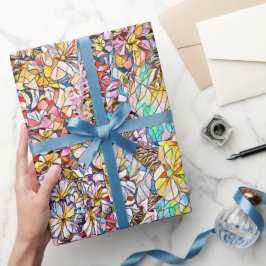 Papel De Presente Padrão Colorido das Flores Modernas