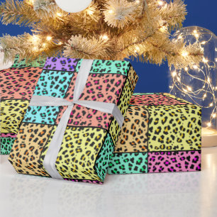 Papel De Presente Padrão Colorido das Manchas Leopardo Arte de Cola