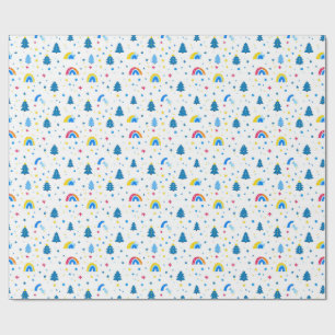 Papel De Presente Padrão colorido de Abstrato com árvores e arco-íri