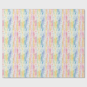 Papel De Presente Padrão Colorido de Aquarela com Pontos e Stripes
