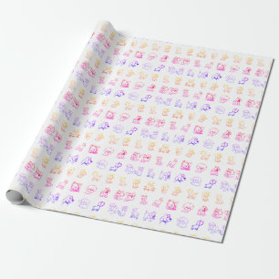 Papel De Presente Padrão Colorido de Cães e Cães 