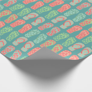 Papel De Presente Padrão Colorido de Chinelo de Dedinho Azul Turques