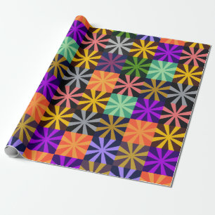 Papel De Presente Padrão Colorido de Estrela de Flor