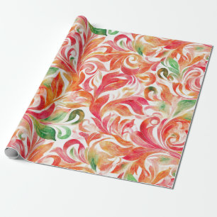 Papel De Presente Padrão Colorido De Folha De Paisley Inspirado Na V