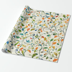 Papel De Presente Padrão Colorido De Folha De Paisley Inspirado Na V