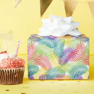 Papel De Presente Padrão Colorido de Folhas de Coco Estilizado